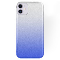 Луксозен силиконов гръб ТПУ с брокат за Apple iPhone 12 mini 5.4 преливащ сребристо към синьо 